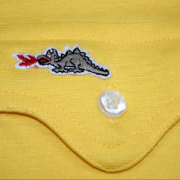 Sears Dragon Logo Sport Shirt VTG 80s Yellow with Brown Dragon Shirt M/L Grunge - Picture 4 of 16